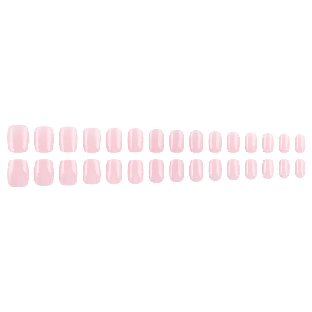 24pcs/Set Nude Pink Solid Short Square Press On Nails