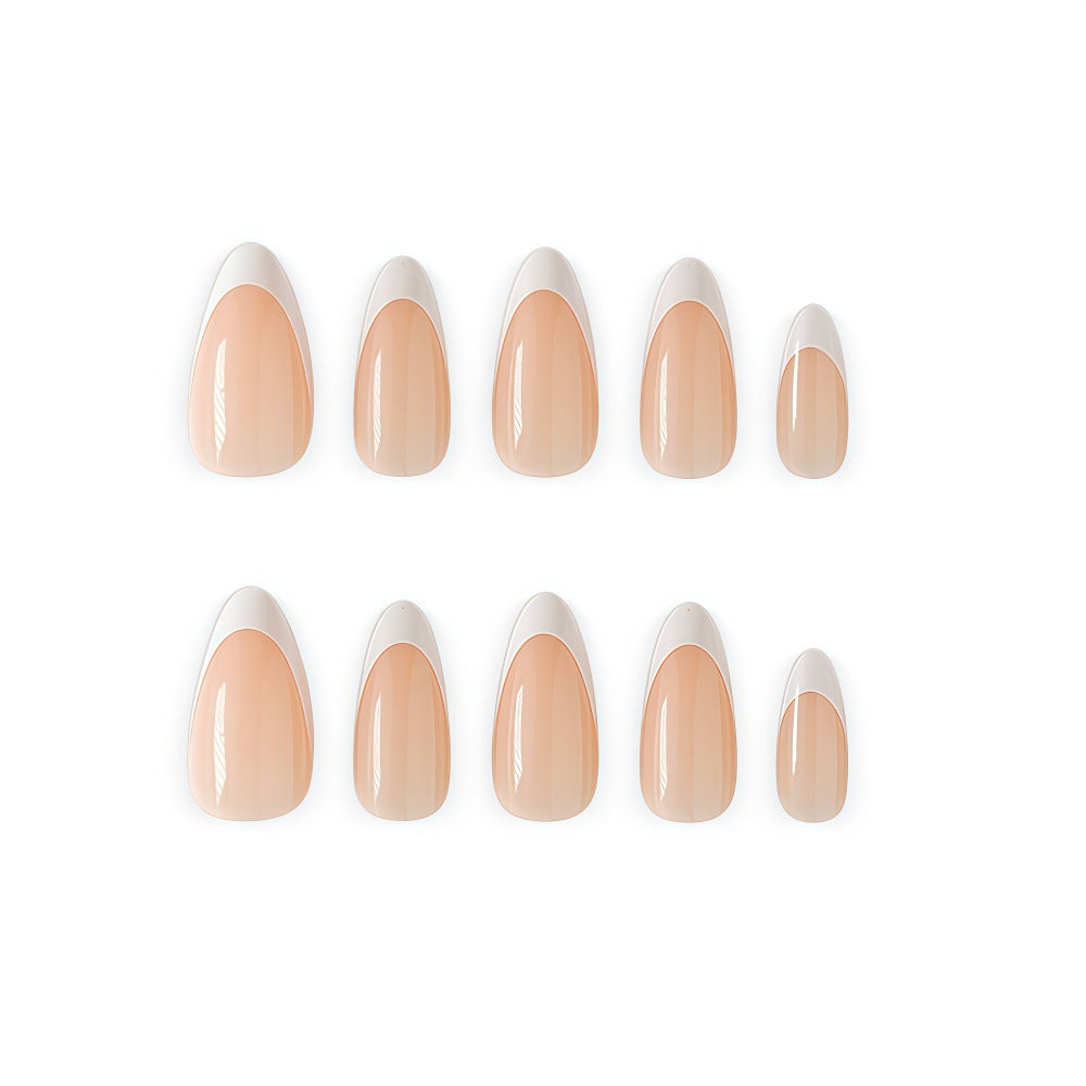 24pcs/Set Medium White Almond Press On Nails