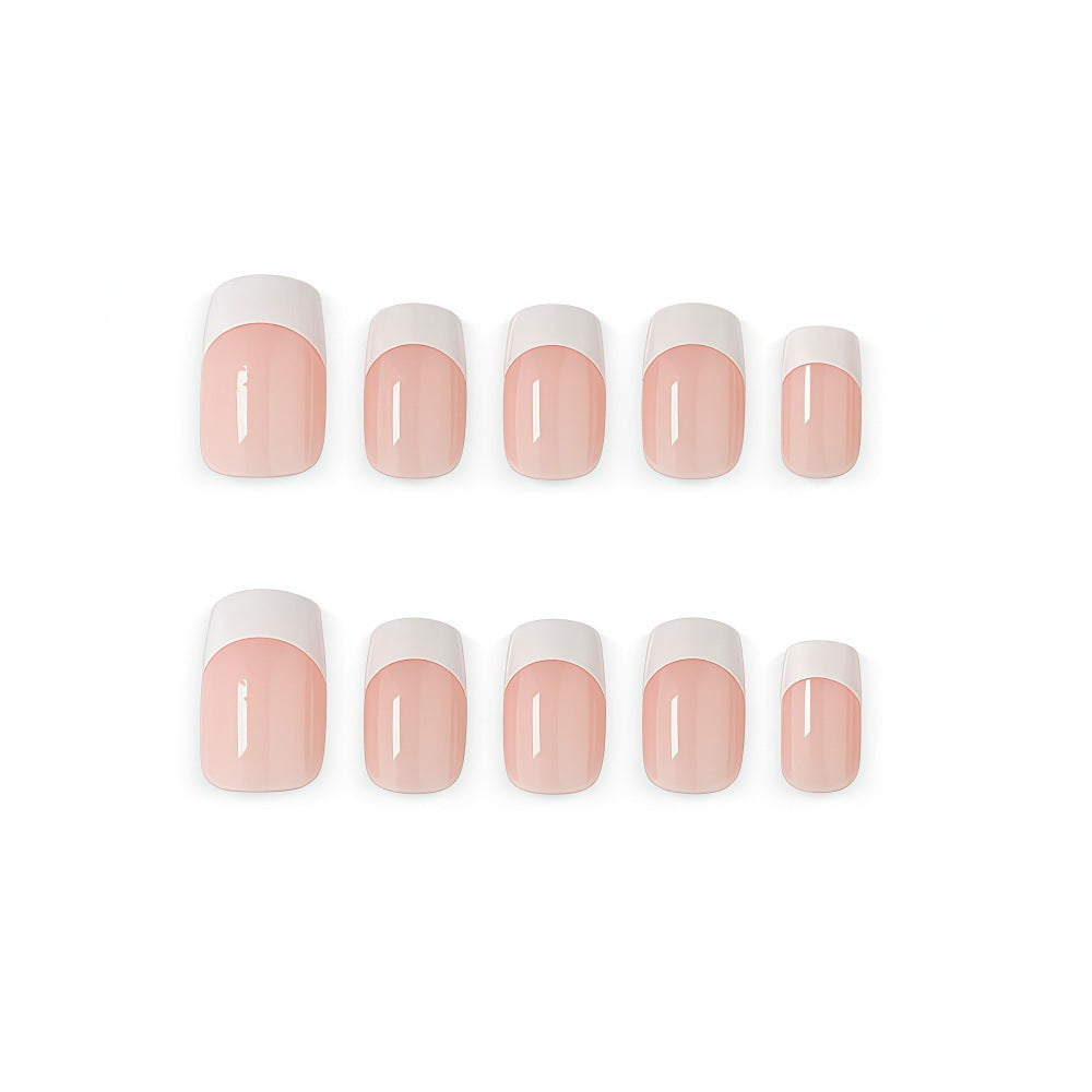 24pcs/Set Medium Square White French Press On Nails