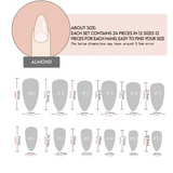 24pcs/Set Medium White Almond Press On Nails