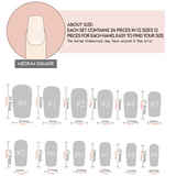 24pcs/Set Medium Square White French Press On Nails