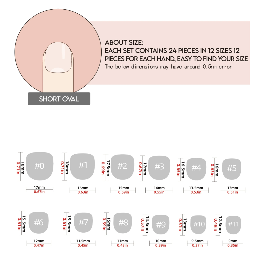 24pcs/Set Brown Gradient Short Oval Press On Nails