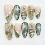 Green Gold Snowflakes