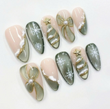 Green Gold Snowflakes