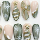 Green Gold Snowflakes