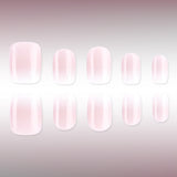 24pcs/Set Short Square Nude Pink-White Gradient Press On Nails