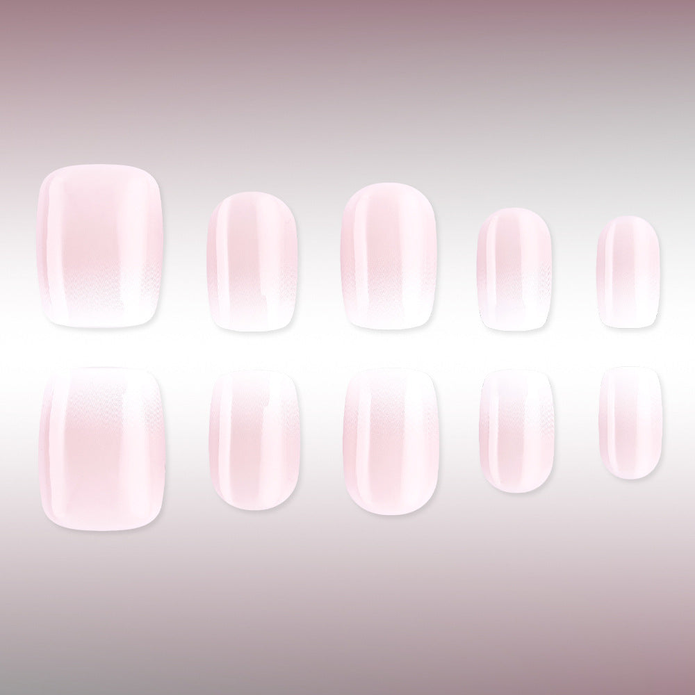 24pcs/Set Short Square Nude Pink-White Gradient Press On Nails