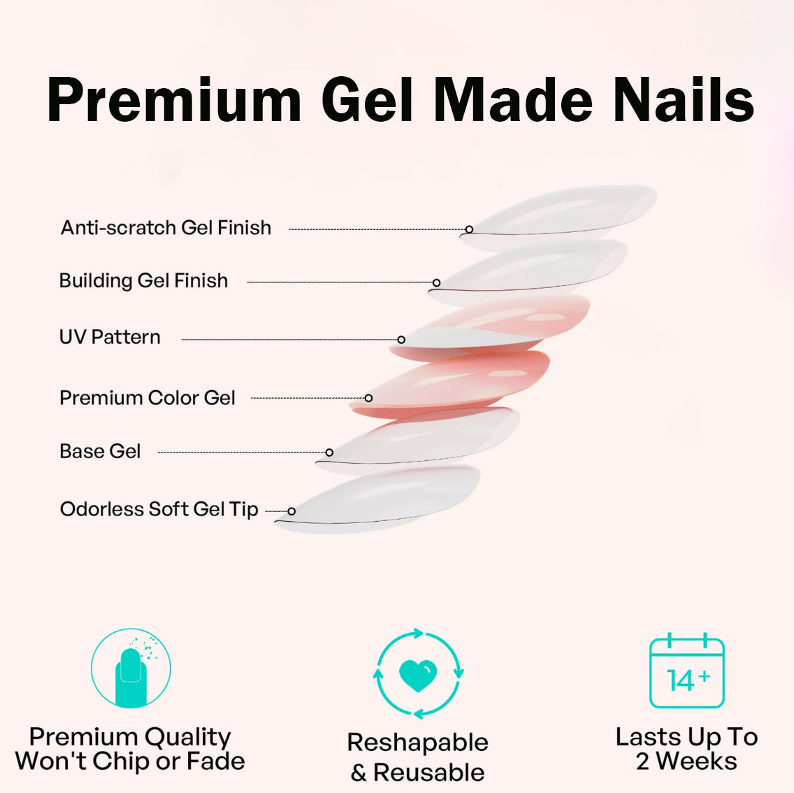 24pcs/Set Medium White Almond Press On Nails
