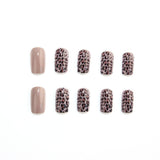 24pcs/Set Milk Tea Nude Leopard Print Medium Square Press On Nails