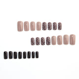 24pcs/Set Milk Tea Nude Leopard Print Medium Square Press On Nails
