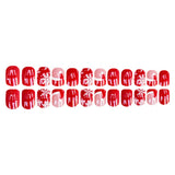 24pcs/Set Christmas Snowflake Short Squoval Hat French Press On Nails