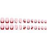 24pcs/Set Christmas Snowflake French Medium Square Press On Nails