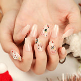 24pcs/Set Christmas Short Coffin Hat Socks Press On Nails