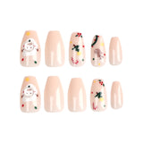 24pcs/Set Christmas Short Coffin Hat Socks Press On Nails