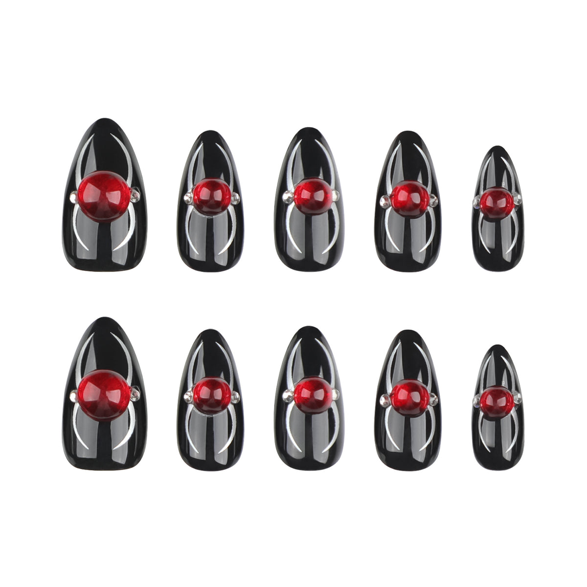 24pcs/Set Halloween Spider Short Almond Press On Nails