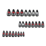24pcs/Set Halloween Spider Short Almond Press On Nails