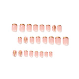 24pcs/Set French Gold Line Bow Short Square Press On Nails