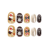 24pcs/Set Snowflake Christmas Tree Short Oval Press On Nails