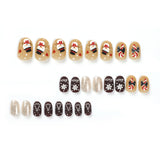 24pcs/Set Snowflake Christmas Tree Short Oval Press On Nails