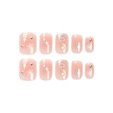 24pcs/Set Christmas Short Square Snowflake Star Press On Nails