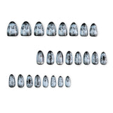 24pcs/Set Halloween Gray-Black Gradient Short Almond Press On Nails