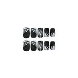 24pcs/Set Matte Short Square Halloween Spider Web Press On Nails