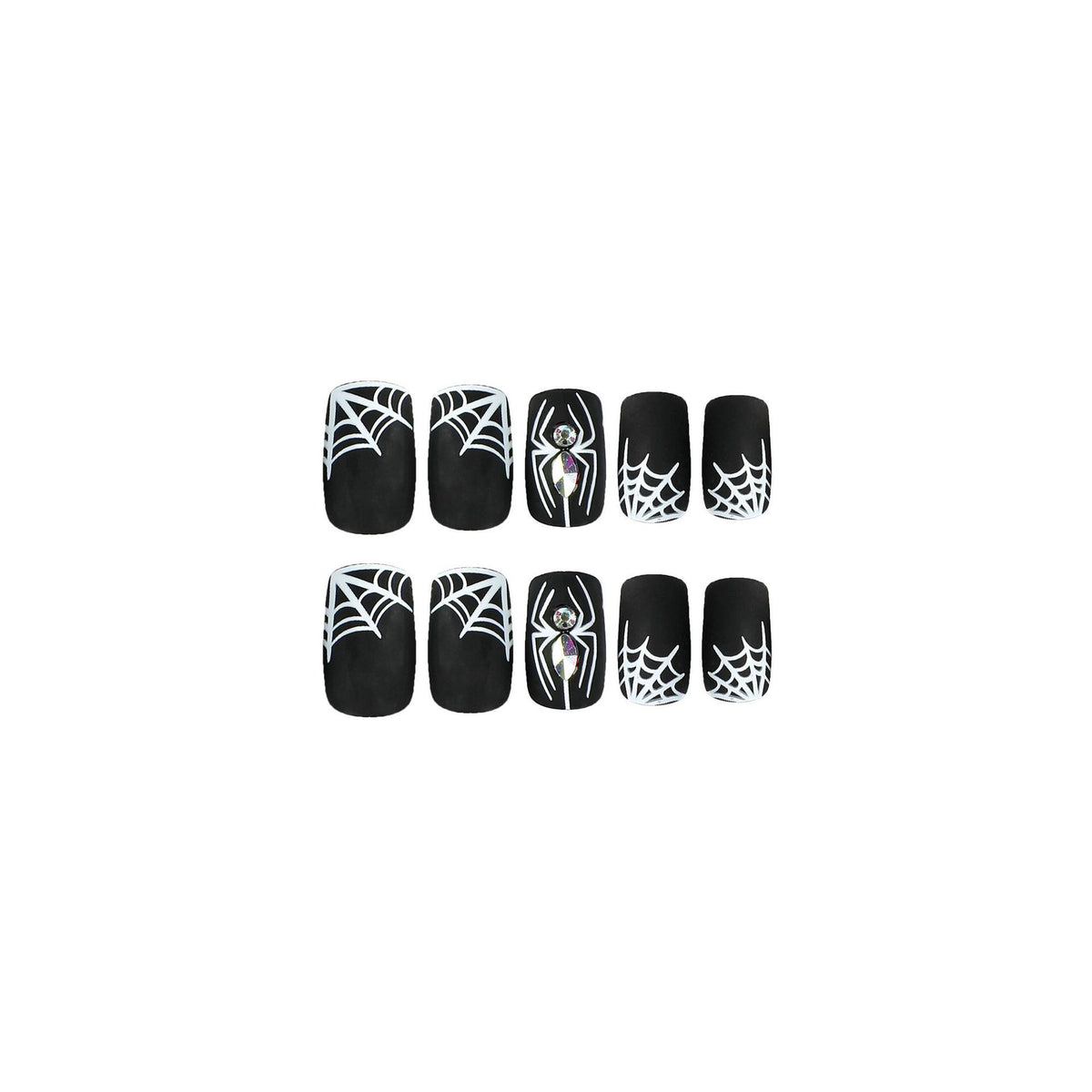 24pcs/Set Matte Short Square Halloween Spider Web Press On Nails