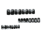 24pcs/Set Matte Short Square Halloween Spider Web Press On Nails