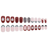 24pcs/Set Fall Winter Leopard Print French Floral Short Oval Press On Nails