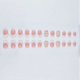 24pcs/Set Short Square White French 3D Floral Press On Nails
