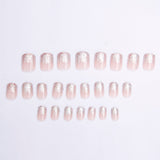 24pcs/Set Glitter French Short Square Press On Nails