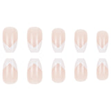 24pcs/Set Short Ballet V-Shape White French Tip Press On Nails