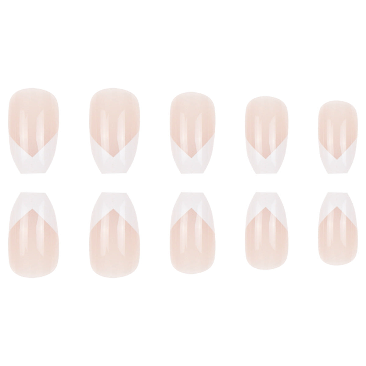 24pcs/Set Short Ballet V-Shape White French Tip Press On Nails