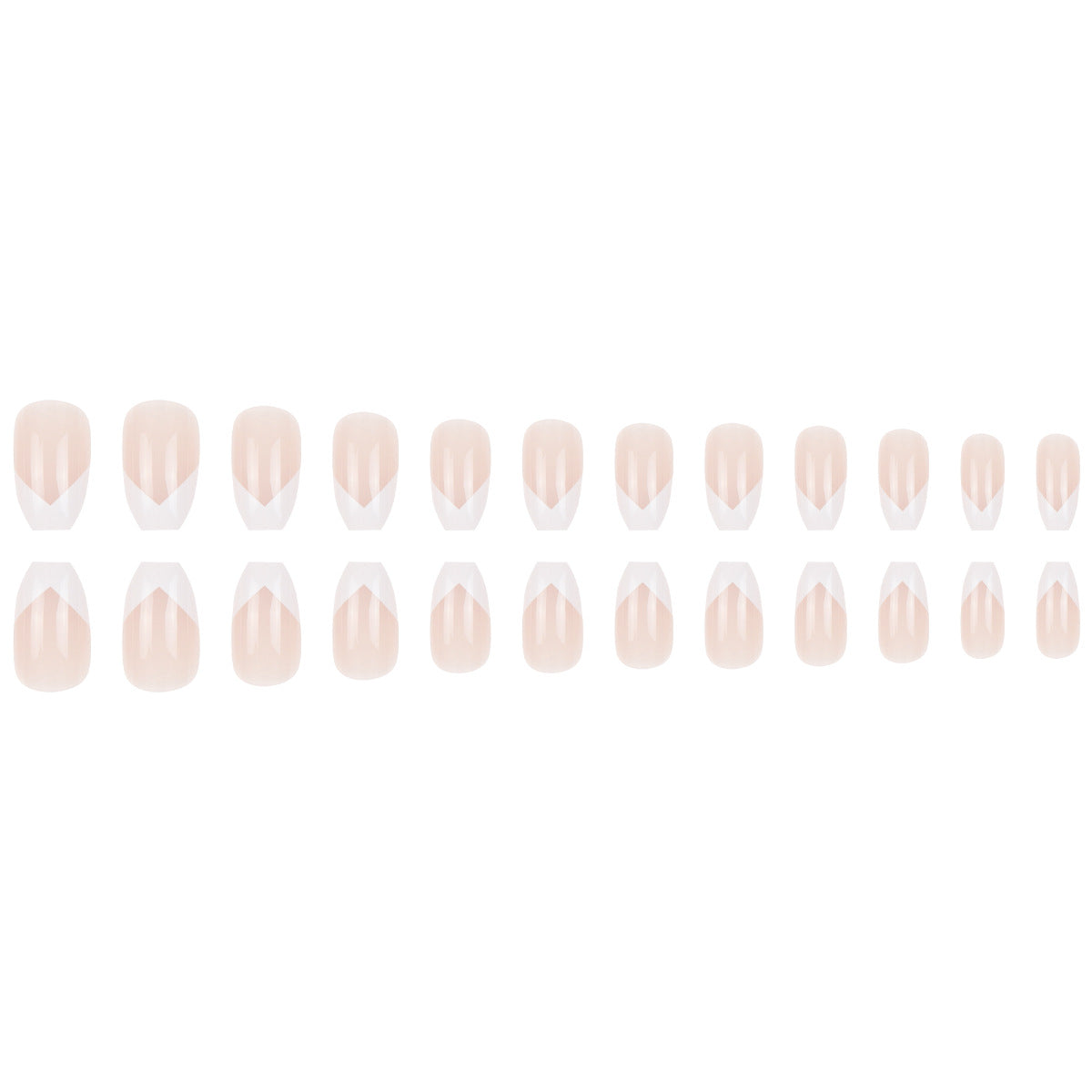 24pcs/Set Short Ballet V-Shape White French Tip Press On Nails