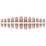 24pcs/Set Duckbill French Tip Gold Rhinestone Butterfly Press On Nails