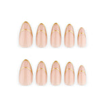 24pcs/Set Medium Almond French Gold Trim Press On Nails