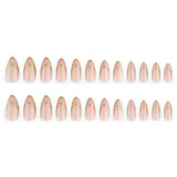 24pcs/Set Medium Almond French Gold Trim Press On Nails