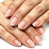 24pcs/Set Nude Pink Short Oval White French Press On Nails
