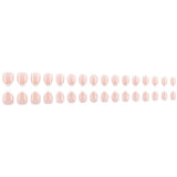 24pcs/Set Nude Pink Short Oval White French Press On Nails