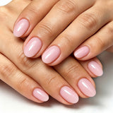 24pcs/Set Solid Light Pink Short Oval Press On Nails