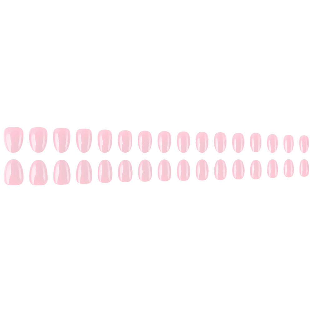 24pcs/Set Solid Light Pink Short Oval Press On Nails