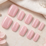 24pcs/Set Nude Pink Solid Short Square Press On Nails
