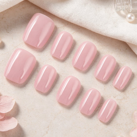 24pcs/Set Nude Pink Solid Short Square Press On Nails