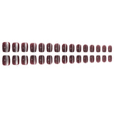 24pcs/Set Red-Brown Cat Eye Short Square Press On Nails