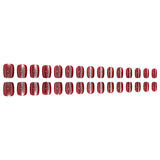 24pcs/Set Burgundy Cat Eye Short Square Press On Nails