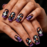 24pcs/Set Halloween Black-Purple Gradient Medium Square Press On Nails