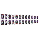 24pcs/Set Halloween Black-Purple Gradient Medium Square Press On Nails