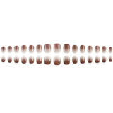 24pcs/Set Coffee White Gradient Short Squoval Press On Nails