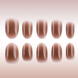 24pcs/Set Brown Gradient Short Oval Press On Nails