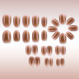 24pcs/Set Brown Gradient Short Oval Press On Nails